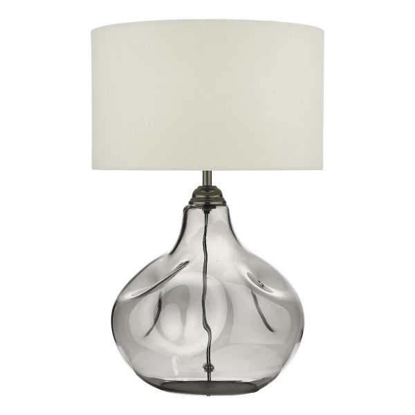 Esarosa Table Lamp Smoked Glass with White Linen Shade - Image 2