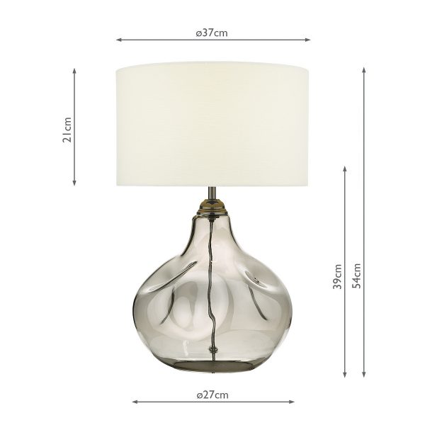 Esarosa Table Lamp Smoked Glass with White Linen Shade - Image 5