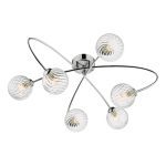 Etta 6 Light Semi Flush Polished Chrome Clear Glass