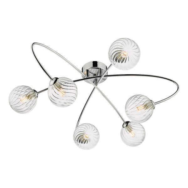Etta 6 Light Semi Flush Polished Chrome Clear Glass