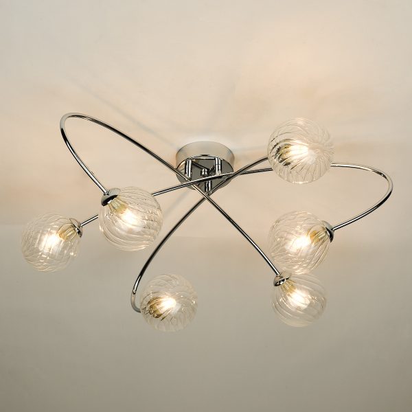 Etta 6 Light Semi Flush Polished Chrome Clear Glass - Image 4