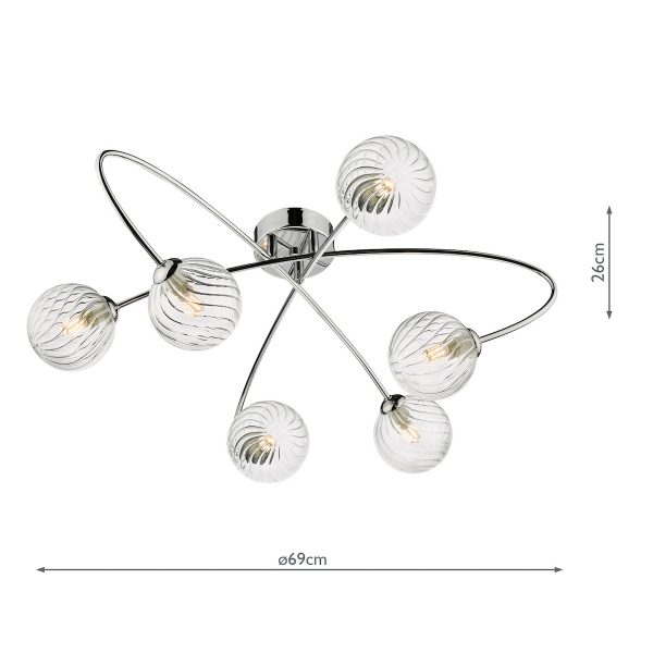 Etta 6 Light Semi Flush Polished Chrome Clear Glass - Image 6