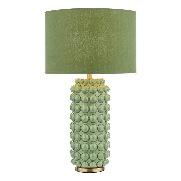 Etzel Table Lamp Green Antique Brass With Shade
