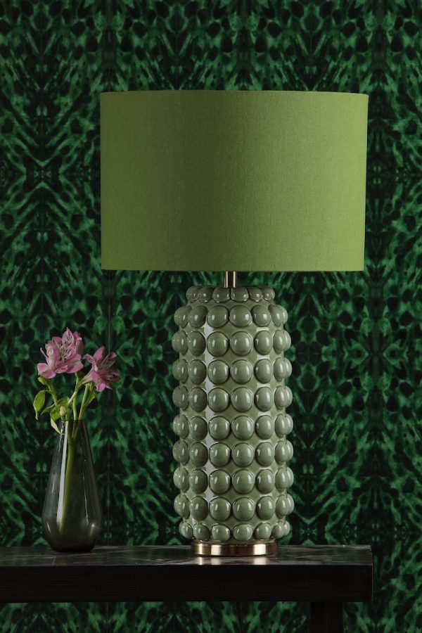 Etzel Table Lamp Green Antique Brass With Shade - Image 7