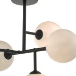 Euan 5 Light Semi Flush Black & Opal Glass