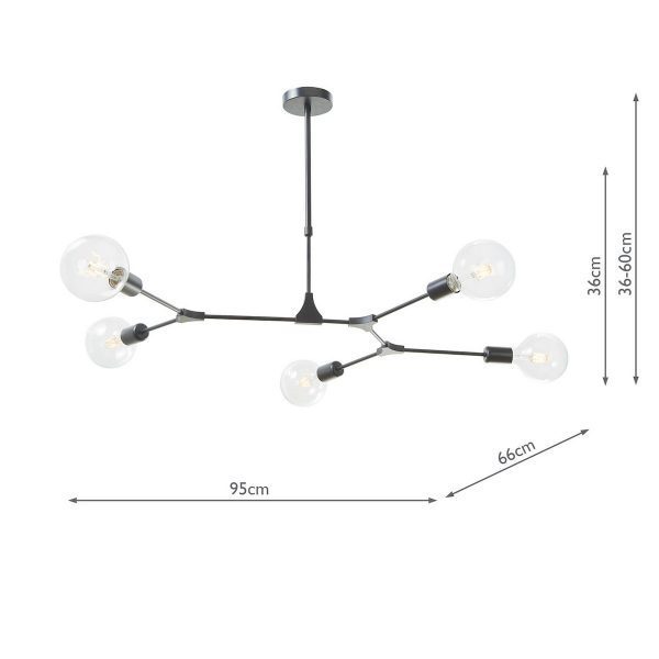 Euphemia 5 Light Pendant Black - Image 6