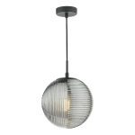 Evander Single Pendant Matt Black and Smoked Glass