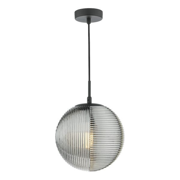 Evander Single Pendant Matt Black and Smoked Glass