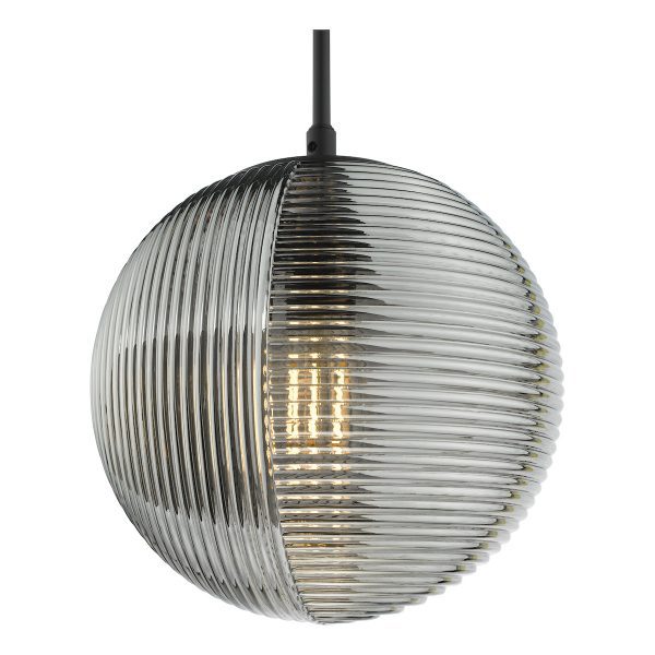 Evander Single Pendant Matt Black and Smoked Glass - Image 5
