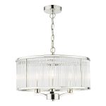 Eveyln 3 Light Pendant Polished Nickel Glass