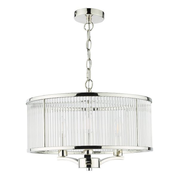 Eveyln 3 Light Pendant Polished Nickel Glass - Image 2