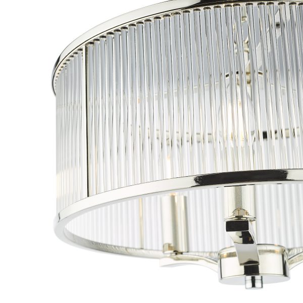 Eveyln 3 Light Pendant Polished Nickel Glass - Image 4