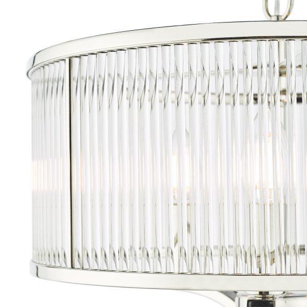 Eveyln 3 Light Pendant Polished Nickel Glass - Image 5