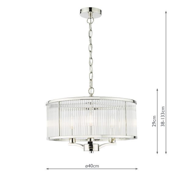 Eveyln 3 Light Pendant Polished Nickel Glass - Image 7