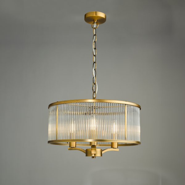 Evelyn 3 Light Pendant Antique Bronze and Glass - Image 3