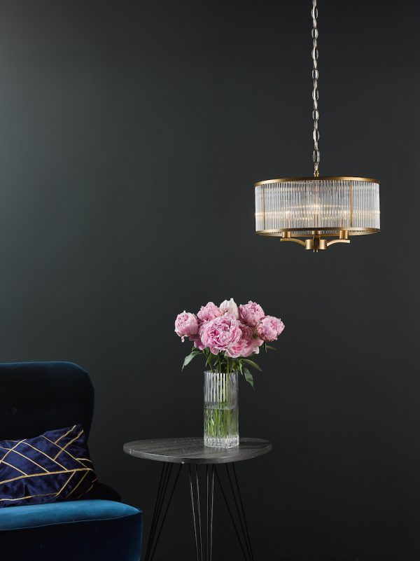 Evelyn 3 Light Pendant Antique Bronze and Glass - Image 4