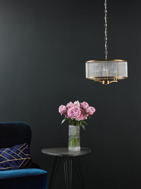 Evelyn 3 Light Pendant Antique Bronze and Glass - Image 5