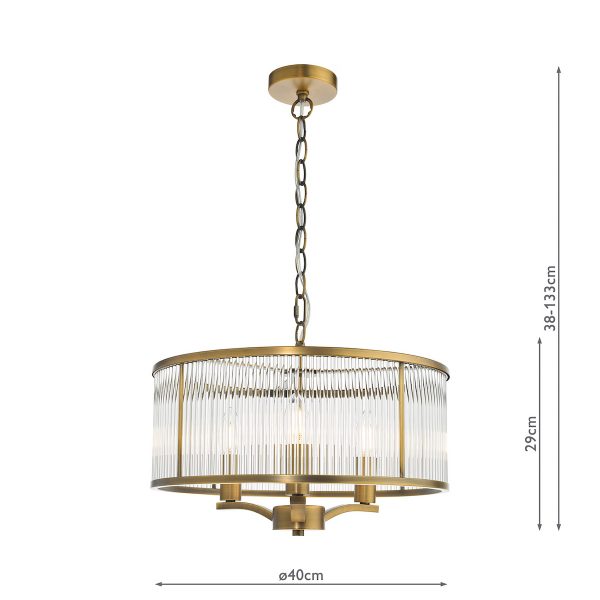 Evelyn 3 Light Pendant Antique Bronze and Glass - Image 6