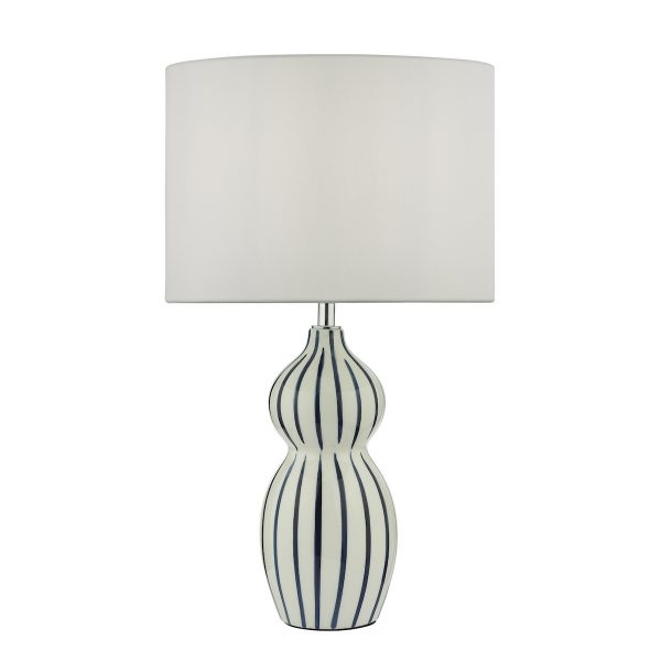 Evie Table Lamp White Ceramic Blue Ceramic Base Only - Image 2