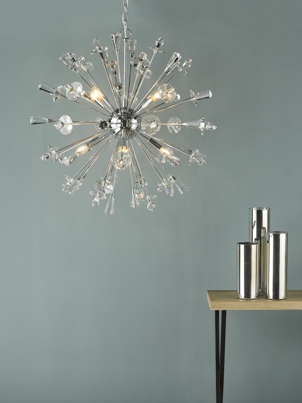 Exodus 8 Light Pendant Polished Chrome Crystal - Image 6