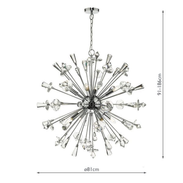 Exodus 8 Light Pendant Polished Chrome Crystal - Image 9