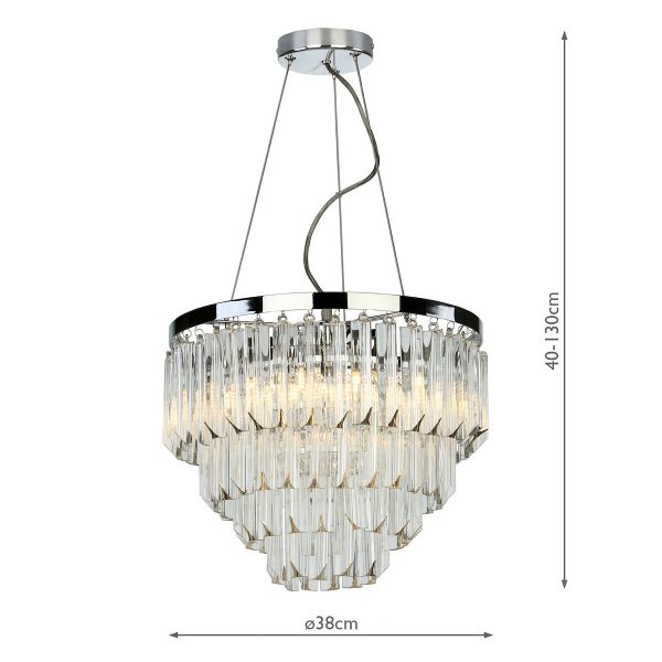 Fame 5 Light Pendant Polished Chrome Glass - Image 8