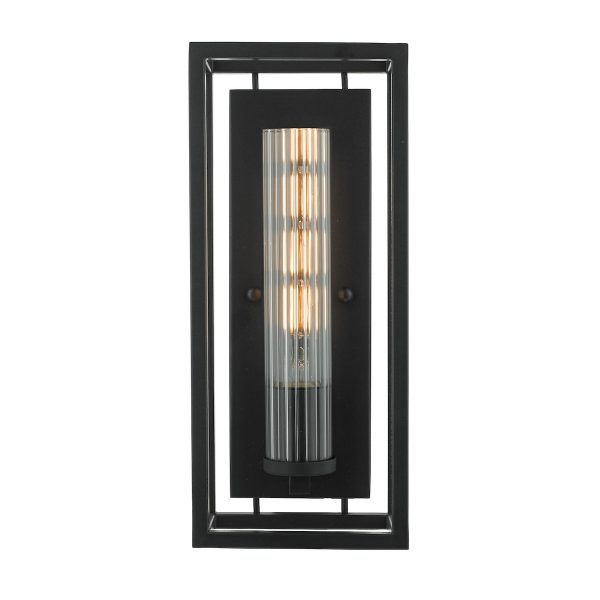 Felipe Wall Light Black & Ribbed Glass - Image 2
