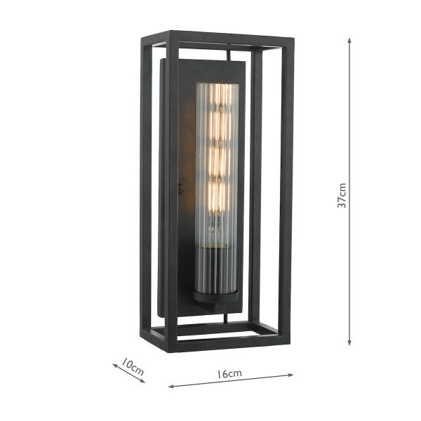 Felipe Wall Light Black & Ribbed Glass - Image 3