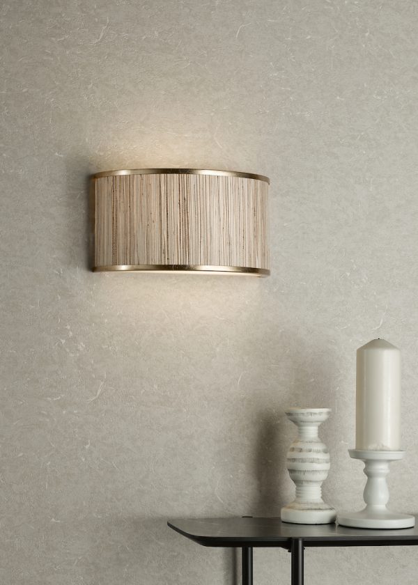 Fenella 2 Light Wall Light Gold Leaf and Seagrass - Image 5