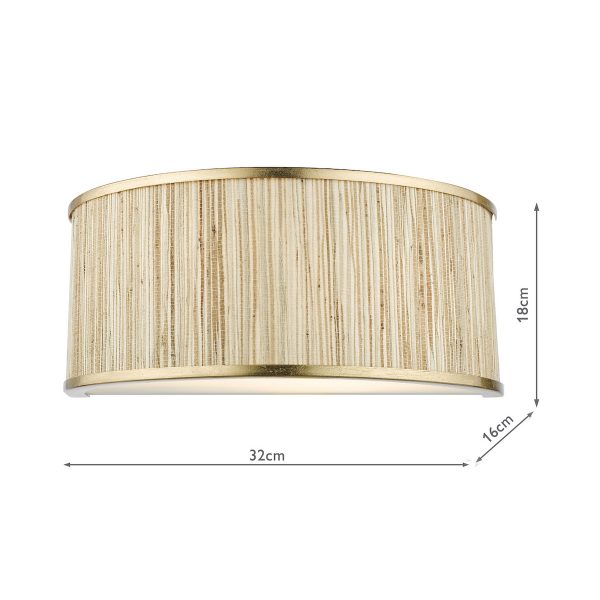 Fenella 2 Light Wall Light Gold Leaf and Seagrass - Image 9