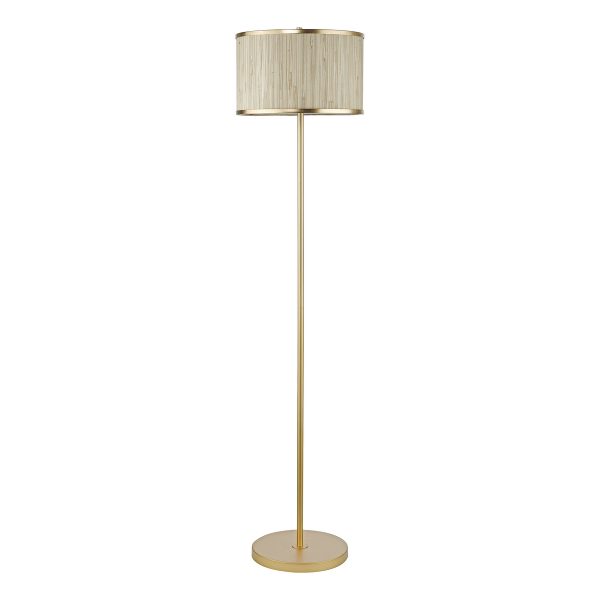 Fenella 3 Light Floor Lamp Gold Leaf and Seagrass - Image 2