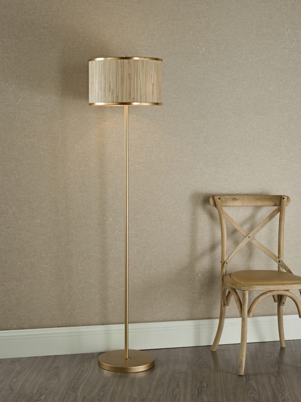 Fenella 3 Light Floor Lamp Gold Leaf and Seagrass - Image 4