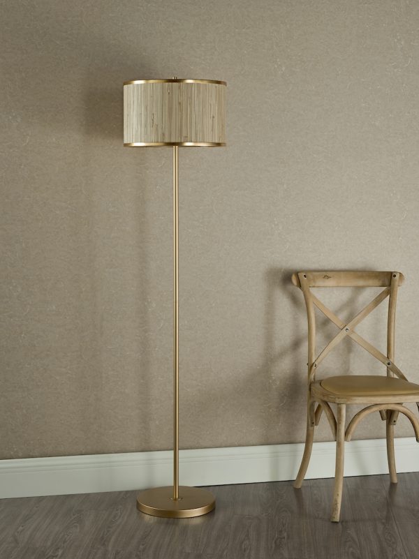 Fenella 3 Light Floor Lamp Gold Leaf and Seagrass - Image 5