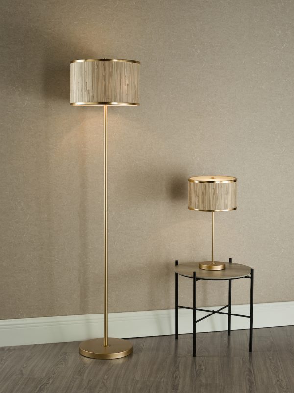 Fenella 3 Light Floor Lamp Gold Leaf and Seagrass - Image 6