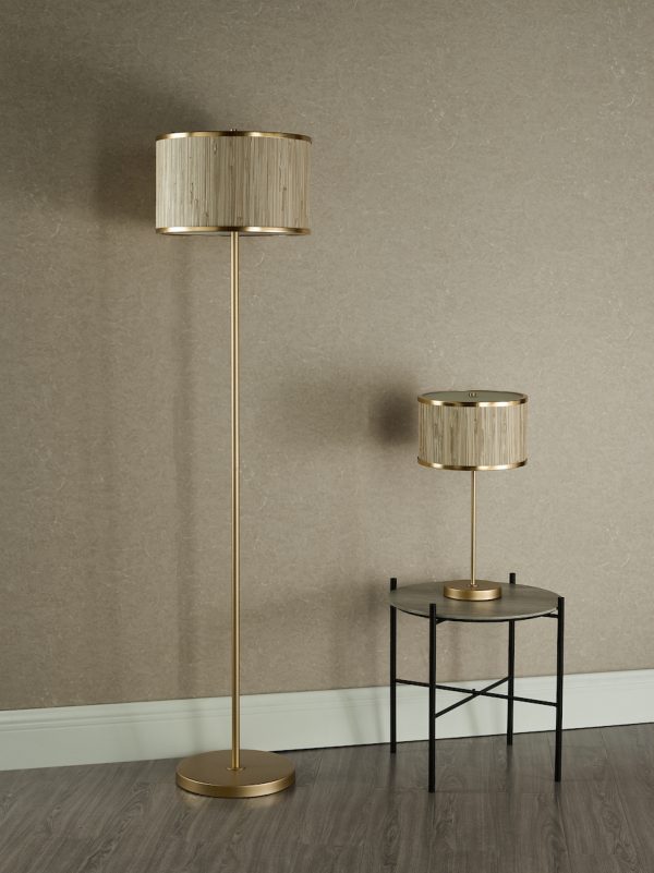 Fenella 3 Light Floor Lamp Gold Leaf and Seagrass - Image 7