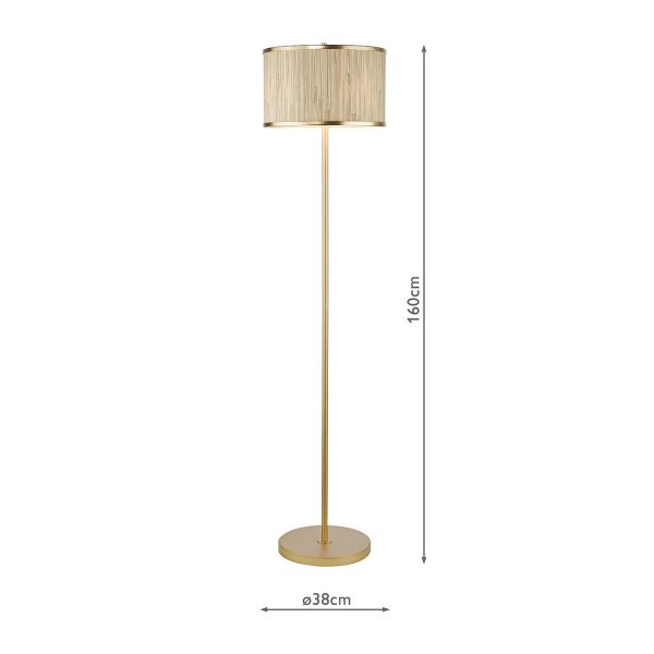 Fenella 3 Light Floor Lamp Gold Leaf and Seagrass - Image 8