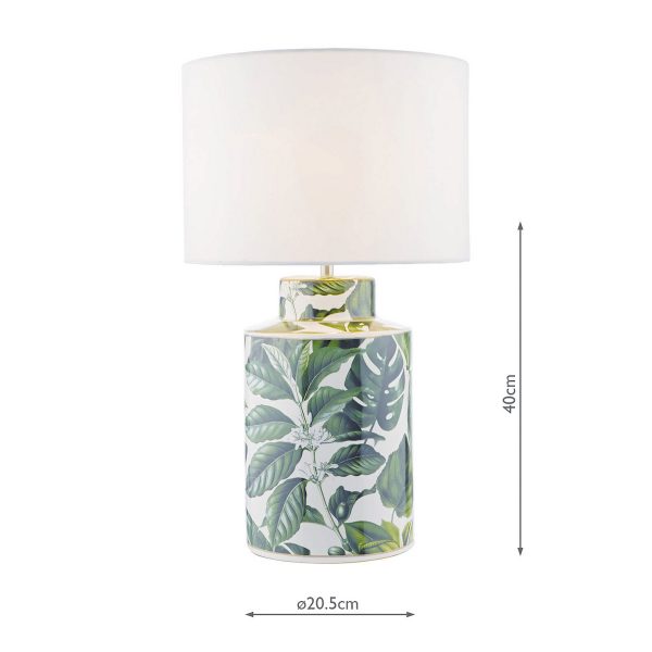 Filip Table Lamp Green Leaf Print Base Only - Image 6