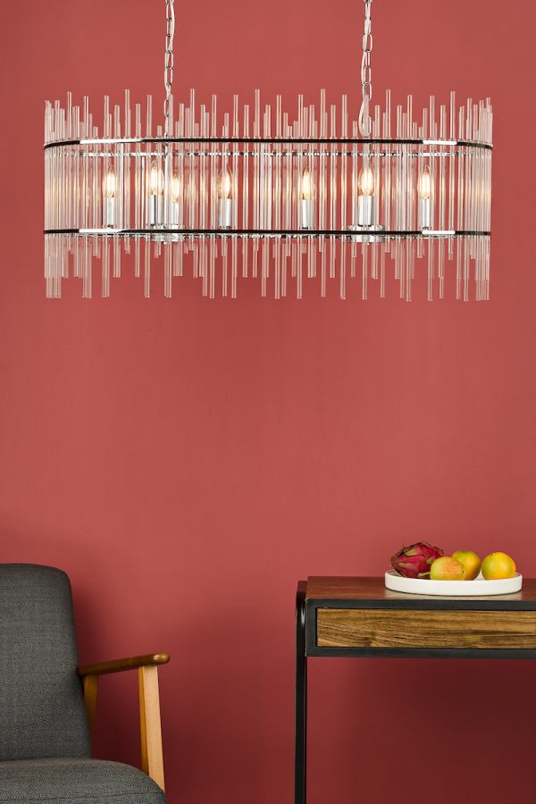 Finola 8 Light Bar Pendant Polished Chrome Glass - Image 9