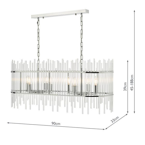 Finola 8 Light Bar Pendant Polished Chrome Glass - Image 10