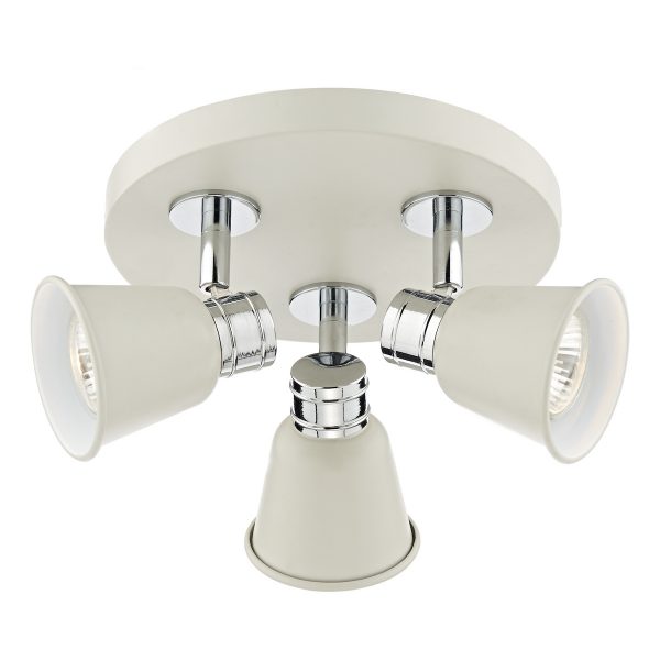 Fry 3 Light Plate Spotlight Cream Polished Chrome