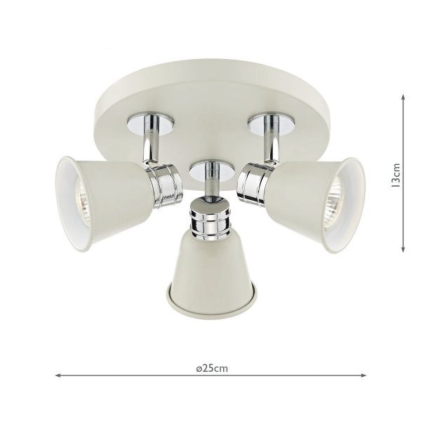 Fry 3 Light Plate Spotlight Cream Polished Chrome - Image 5