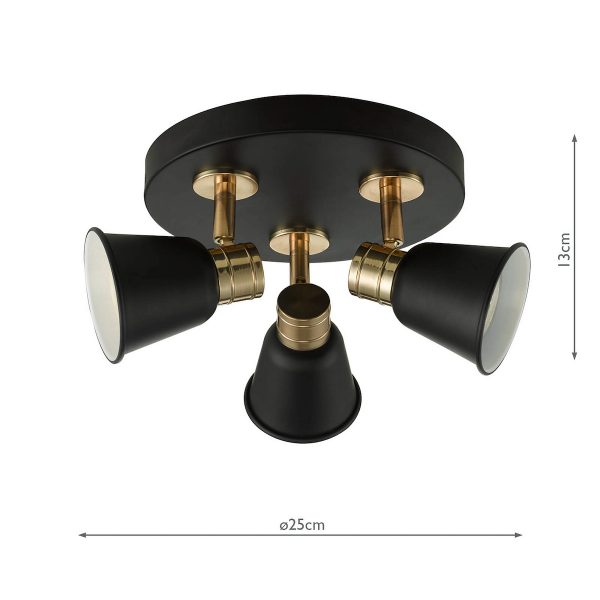 Fry 3 Light Plate Spotlight Black & Rose Gold - Image 5