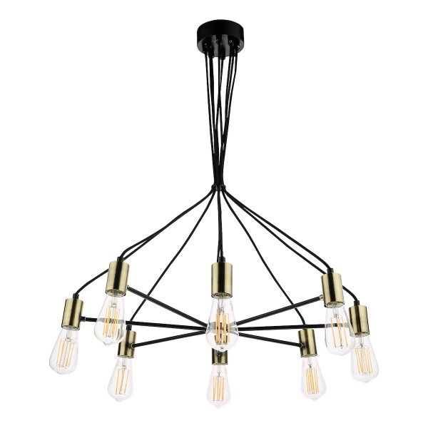 Gabriel 8 Light Pendant Satin Black Antique Gold - Image 2