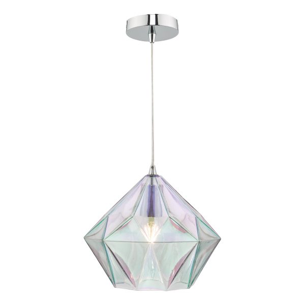 Gaia Iridised Glass & Polished Chrome Pendant
