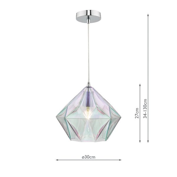 Gaia Iridised Glass & Polished Chrome Pendant - Image 2
