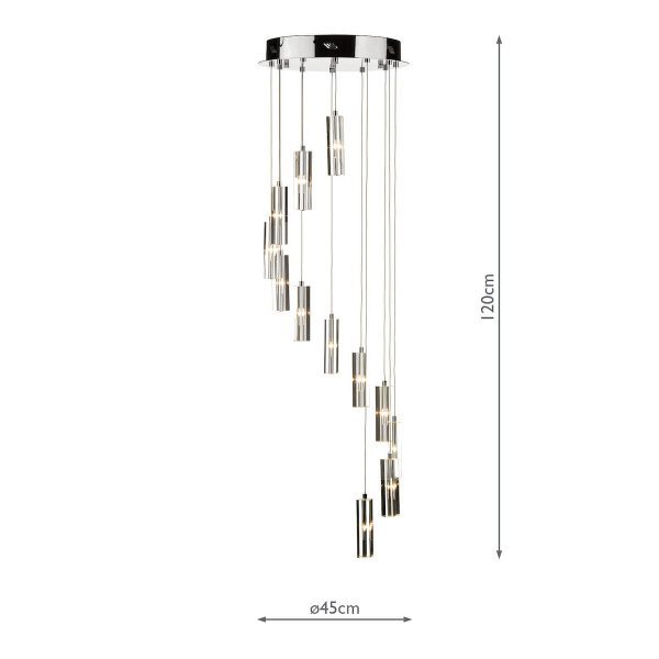 Galileo 12 Light Cluster Pendant Polished Chrome Crystal LED - Image 4