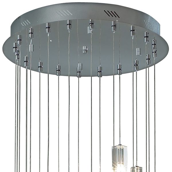 Galileo 20 Light Cluster Pendant Polished Chrome Crystal LED - 2M Drop - Image 2