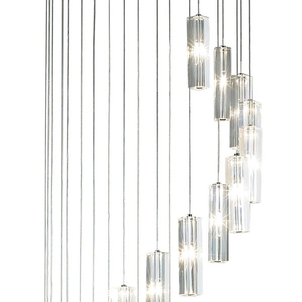 Galileo 20 Light Cluster Pendant Polished Chrome Crystal LED - 2M Drop - Image 3