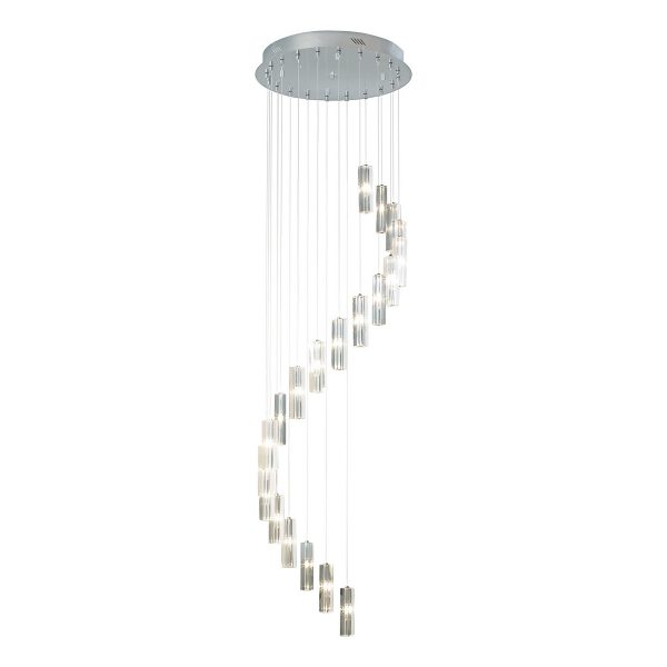 Galileo 20 Light Cluster Pendant Polished Chrome Crystal LED - 3M Drop