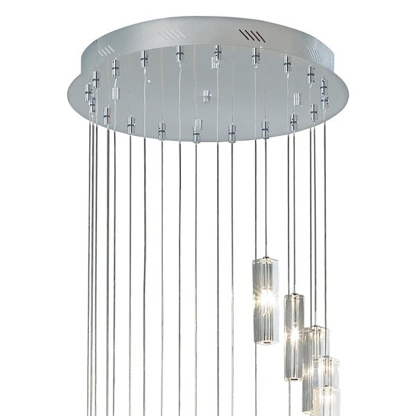 Galileo 20 Light Cluster Pendant Polished Chrome Crystal LED - 3M Drop - Image 2